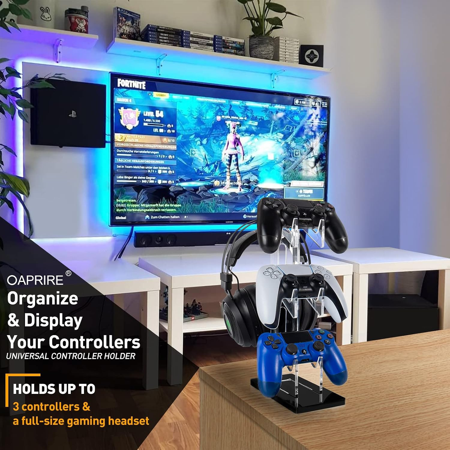 Controller Stand Headset Stand, 3 Tier Acrylic Gaming Controller Holder