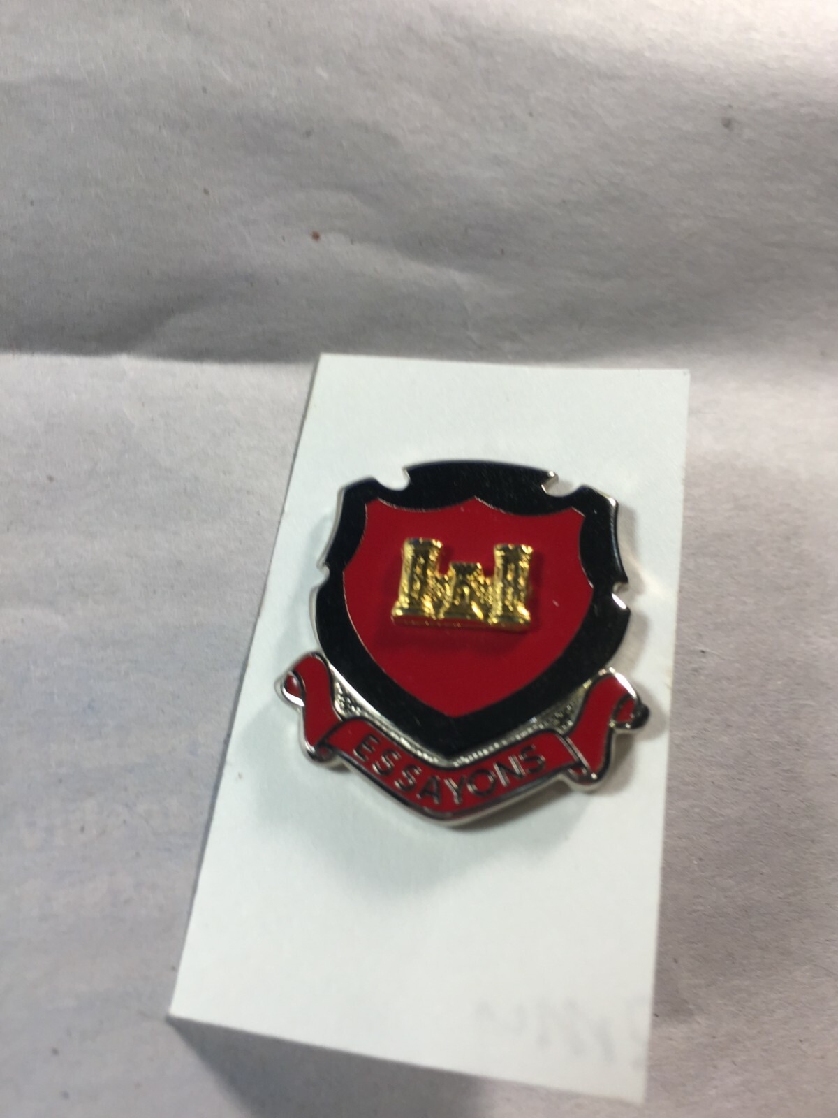 US Army Engineer School DUI / crest (clutch back) N.S. Myers (1" x 7/8")