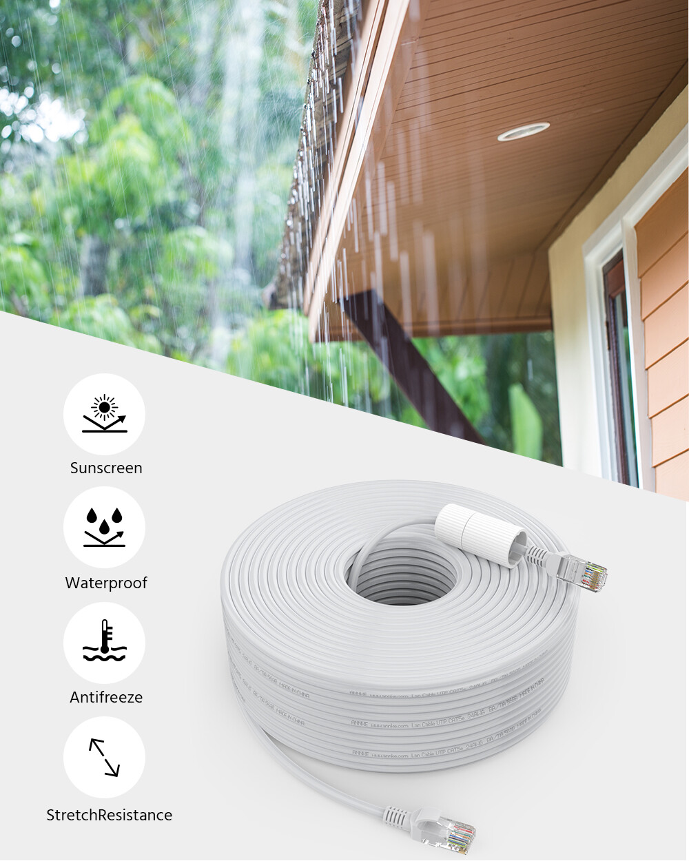 ANNKE 60ft 100ft CAT5E Ethernet Cable LAN RJ45 for Surveillance Security Camera