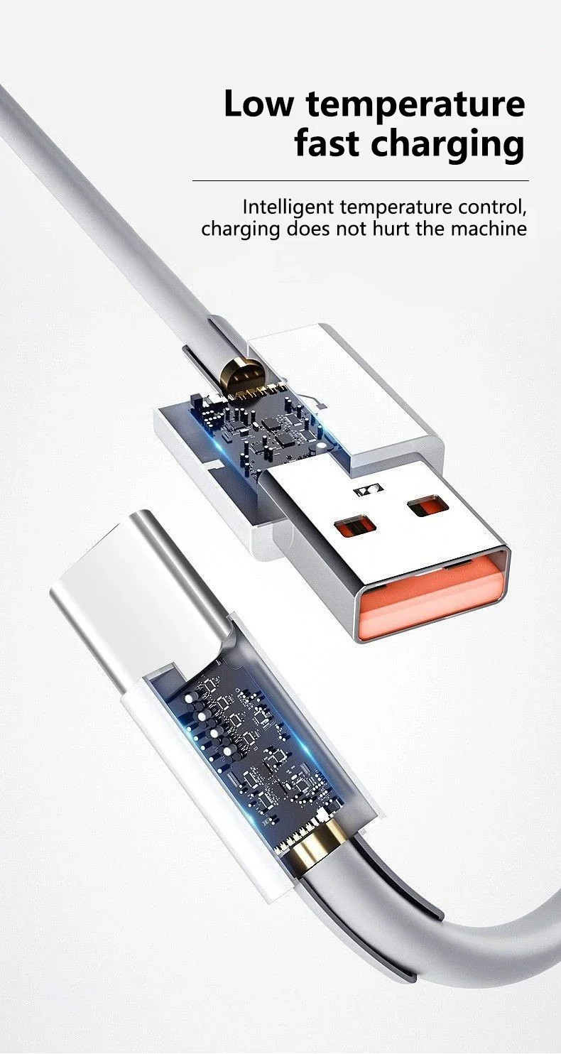 Type C to USB-A White Charging Cord Quick Fast Charging & Data Cable for Android