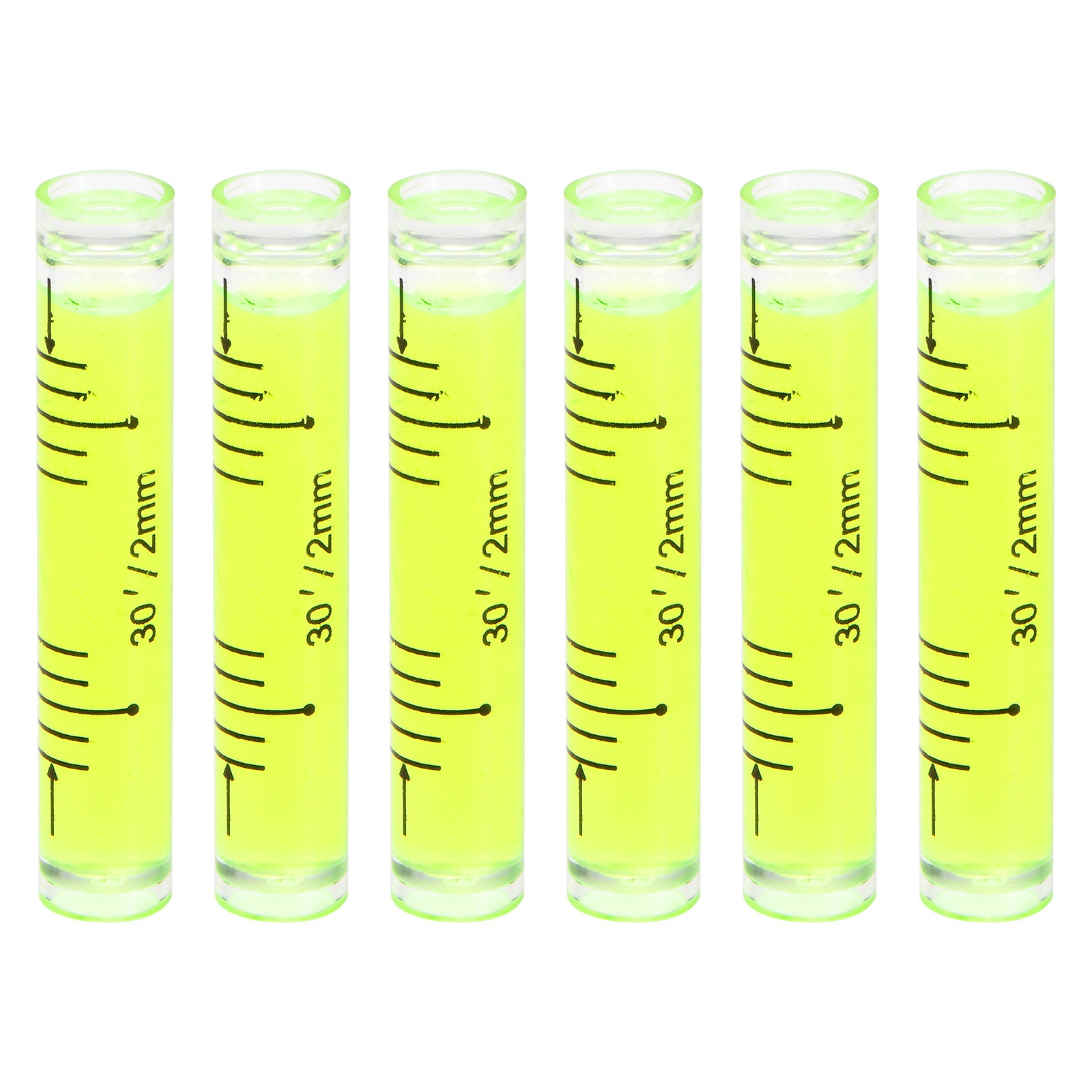6pcs Small Cylindrical Bubble Level Vials 9x50mm Levels Measuring Tools]