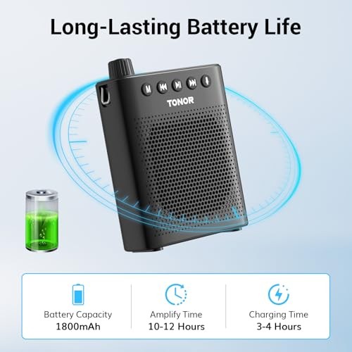 Portable Voice Amplifier for Teachers, Rechargeable Mini Pa System with 100