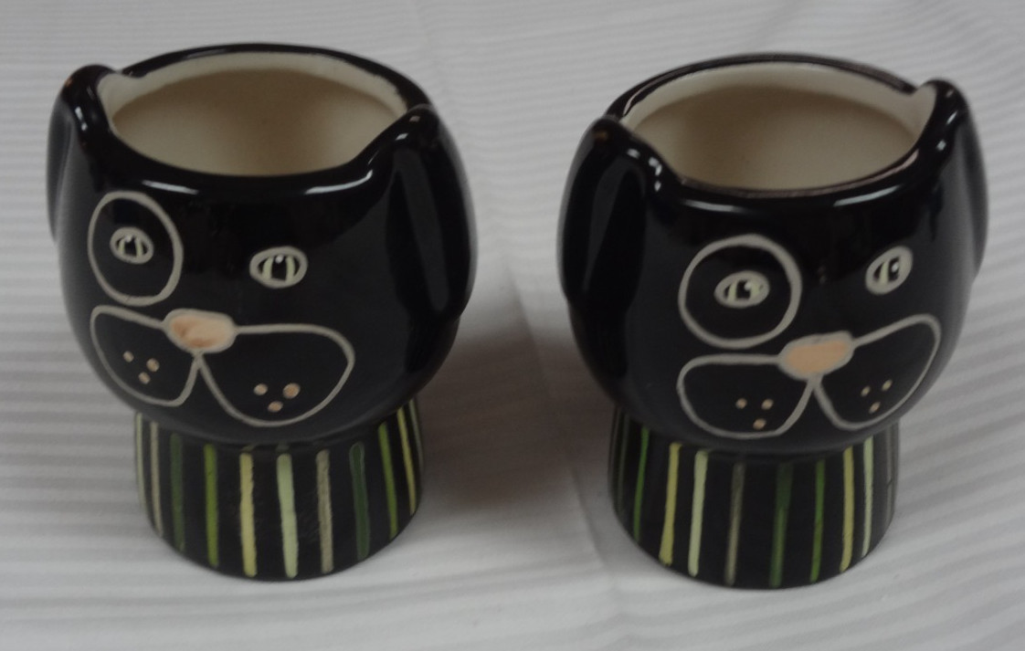 Fun Planter Family Dog Ceramic Outdoor/Indoor Planter Succulent Black SET OF 2