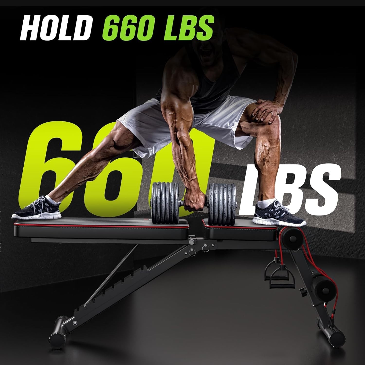 Adjustable Folding Weight Bench for Home Gym, 660 lbs Capacity Multi-Function...