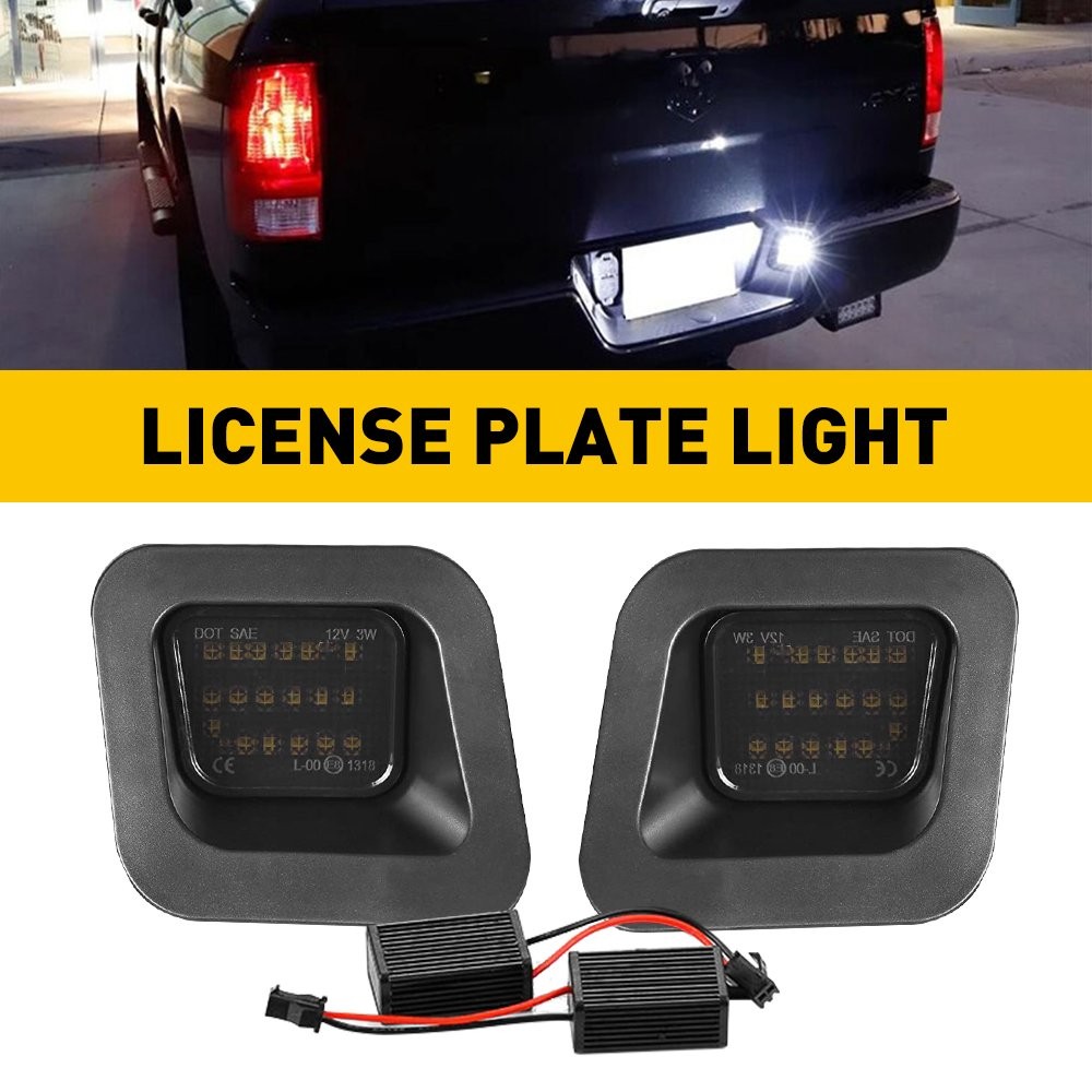 LED Rear License Plate Lights For 2003-2018 Dodge Ram 1500 2500 3500 SMOKED LENS