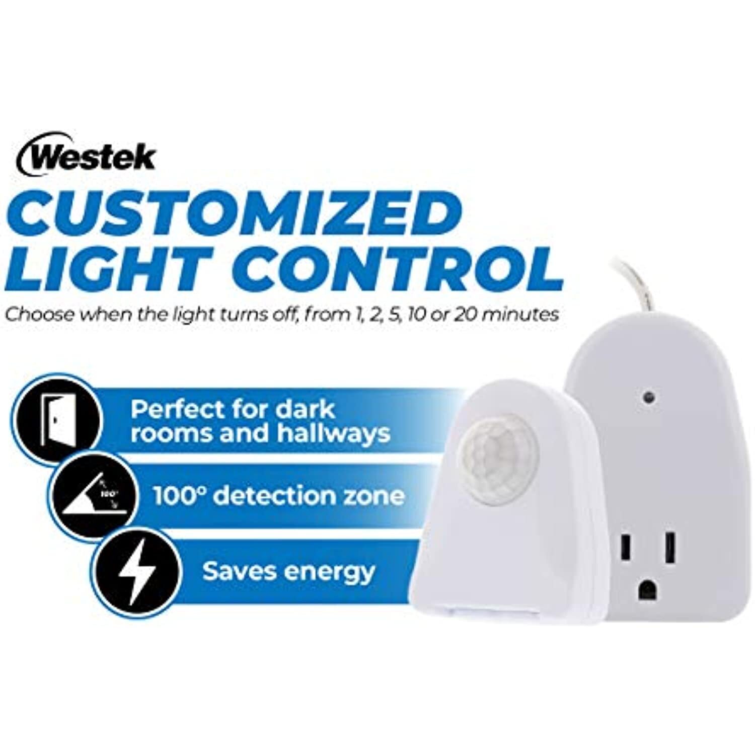 Westek MLC12BC-4 Indoor Plug-in Corded Motion Activated Light Control, 1 Count