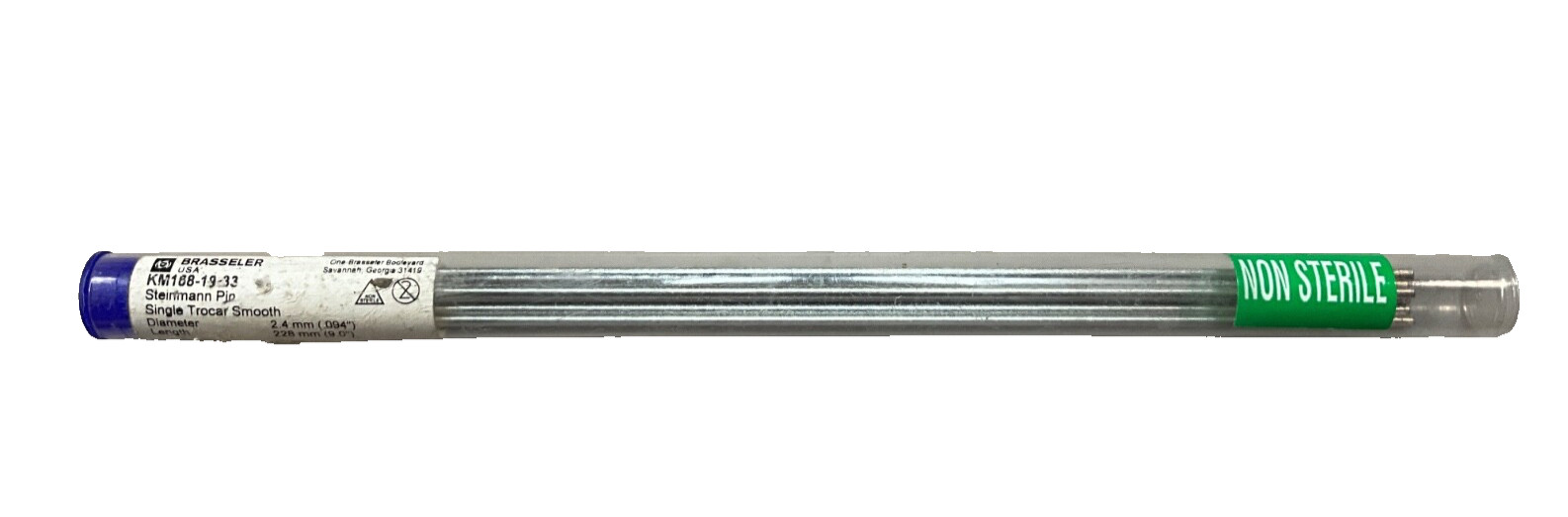 New Brasseler Ortho BONE PINS Single Trocar, Steinmann 9" Long Non-Sterile Steel