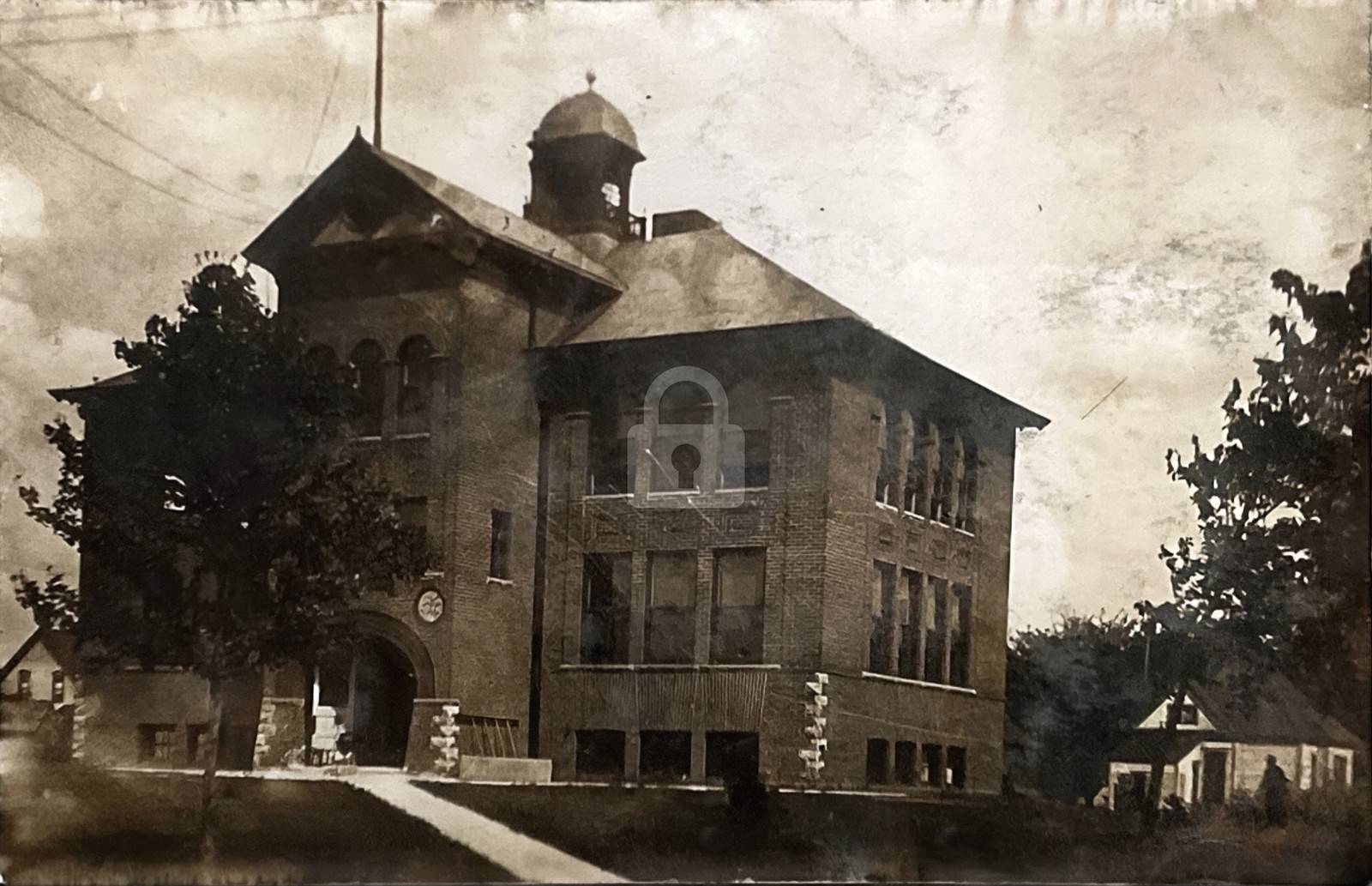 Marine City Michigan High School Bldg. 1909 RPPC Photo Postcard COPY