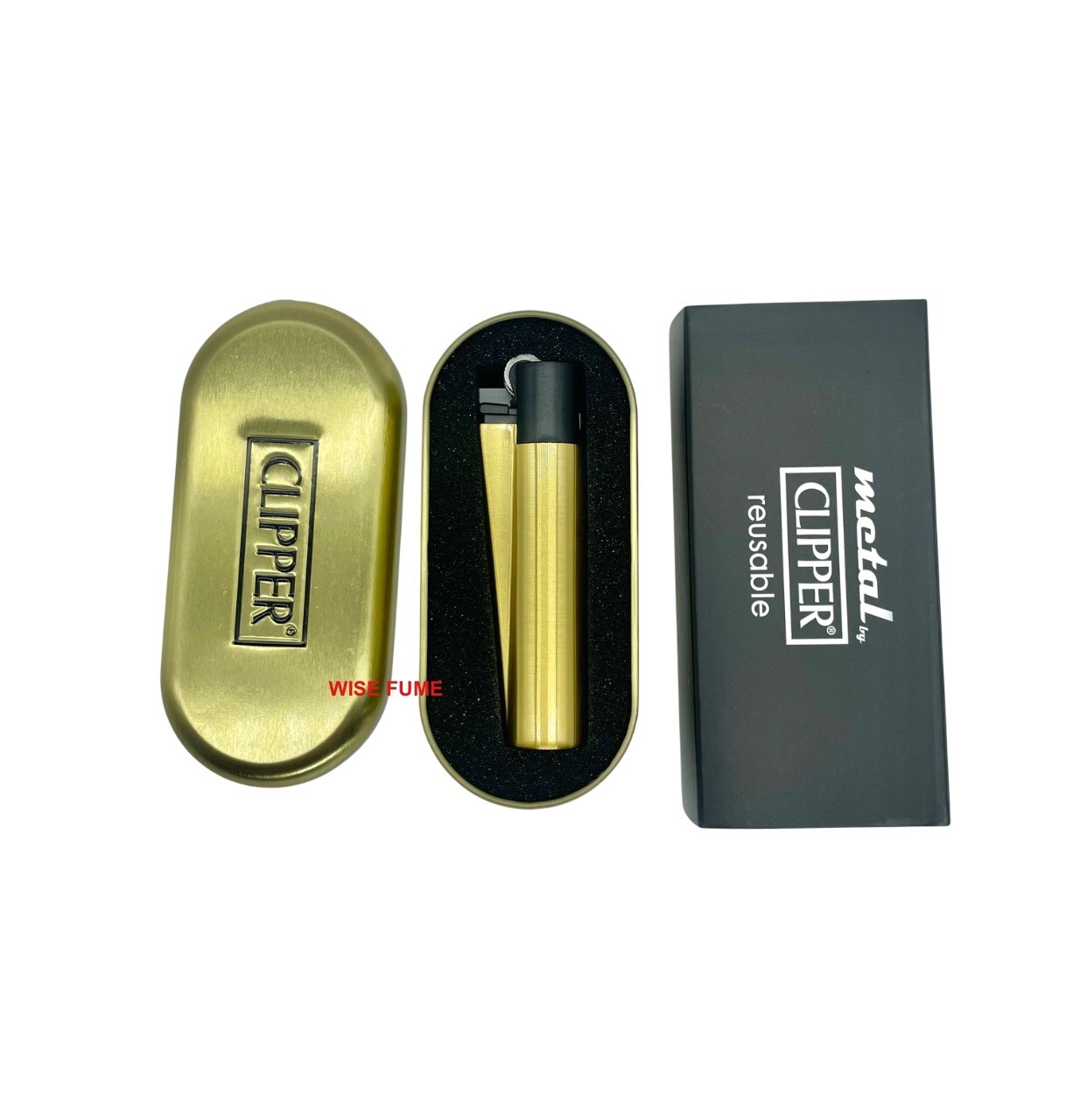 Clipper Full Metal Lighter Silver Black Gold Refillable