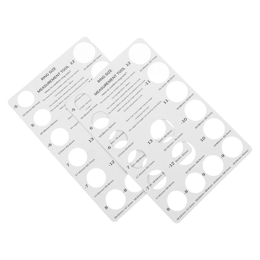 2 Pcs Ring Size Chart Finger Sizer Cardboard Measurement Manual Measuring Tool