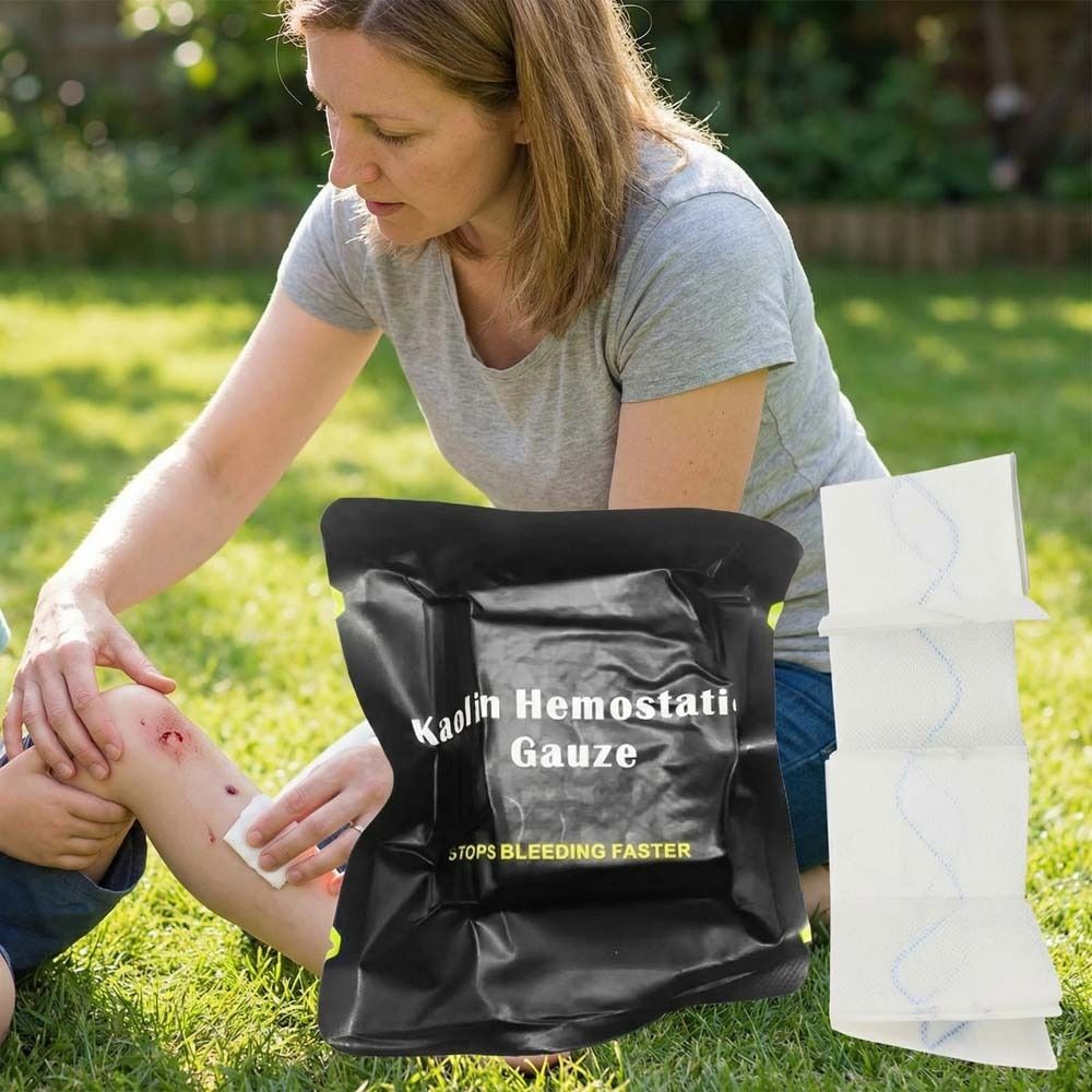 Hemostatic Kaolin Gauze Combat Emergency Trauma Z-Fold Soluble For Ifak Kit