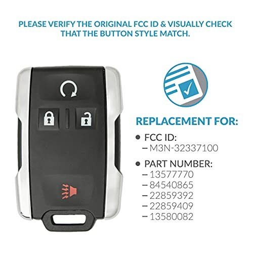 Replacement for 4 Button Replacement Remote for GM M3N-32337100 13577770