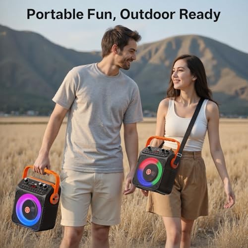 Karaoke Machine, Portable Bluetooth Karaoke Speaker with 2 Wireless Black