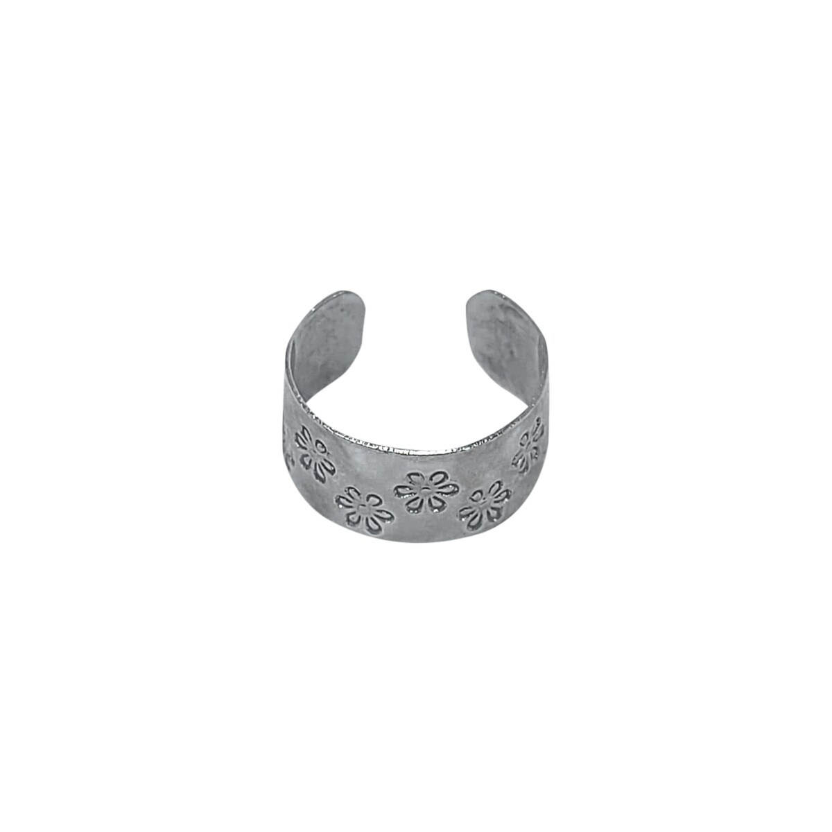 LuxeModz Toe ring Adjustable silver plated flower engraved Barefoot jewelry