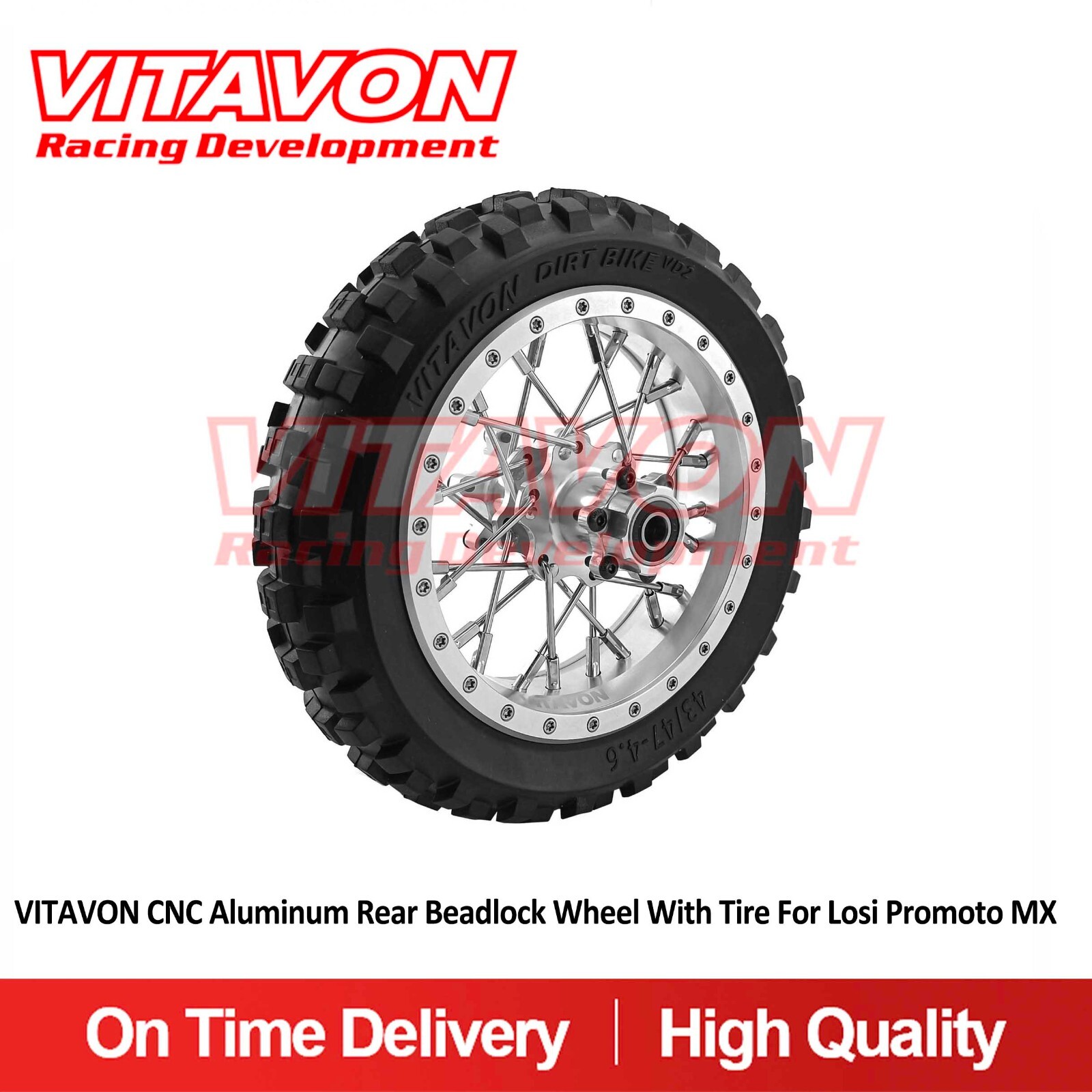 Vitavon CNC Aluminum Rear Beadlock Wheel With Tire For Losi Promoto MX