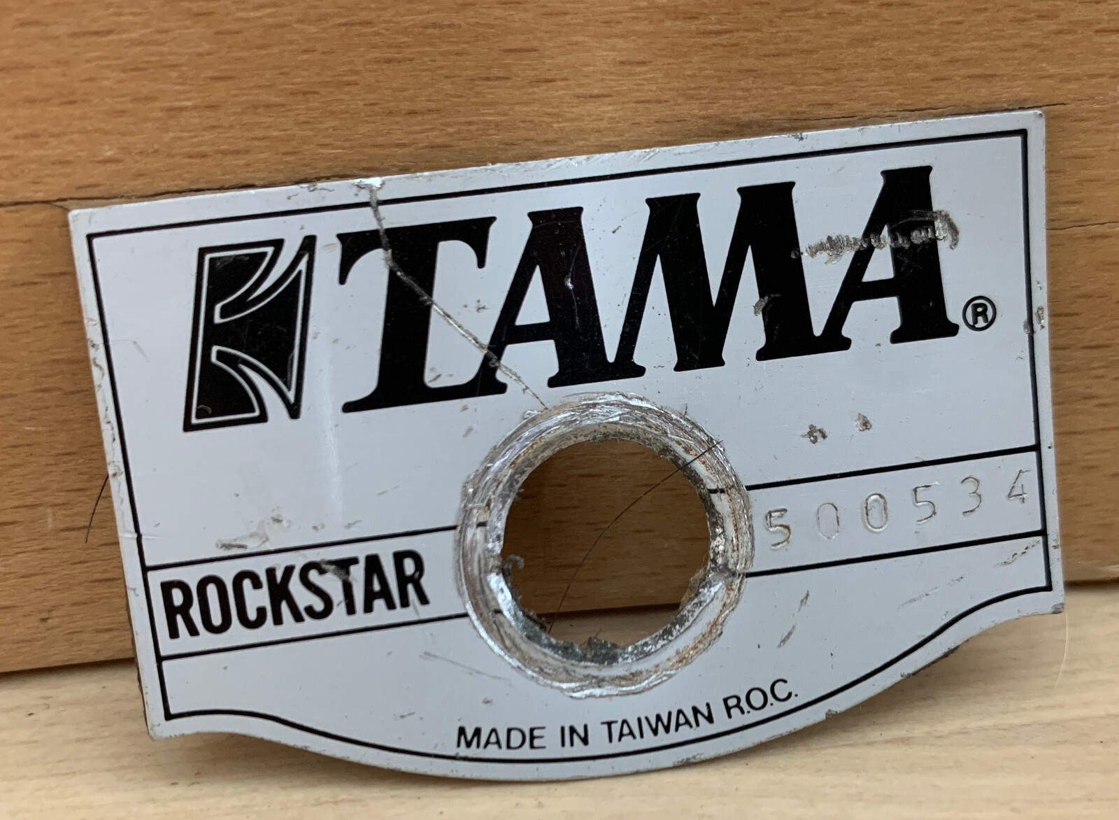 TAMA 90s Vtg RockStar Drum BADGE Logo Plate Emblem Shield Part 500XXX Serial Num