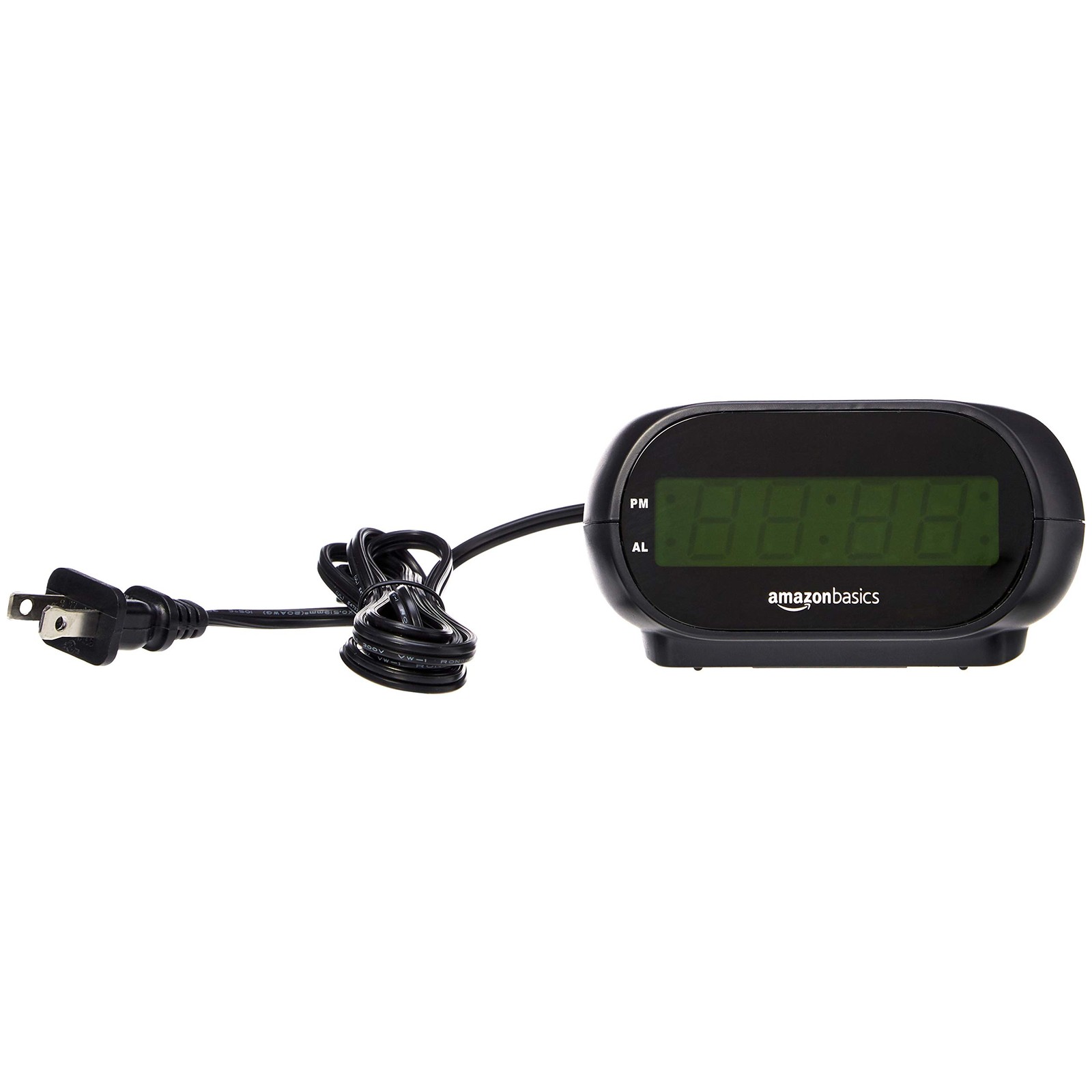 Amazon Basics Small Digital Oval Alarm Clock With LED Display, Small, Black