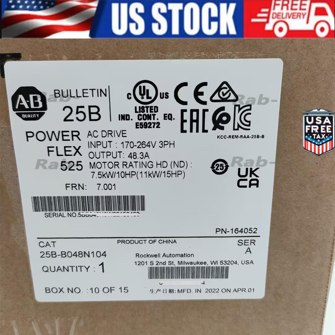 AB 25B-B048N104 Powerflex AC Drive 25BB048N104 7.5kW 10Hp New Sealed US Free Tax