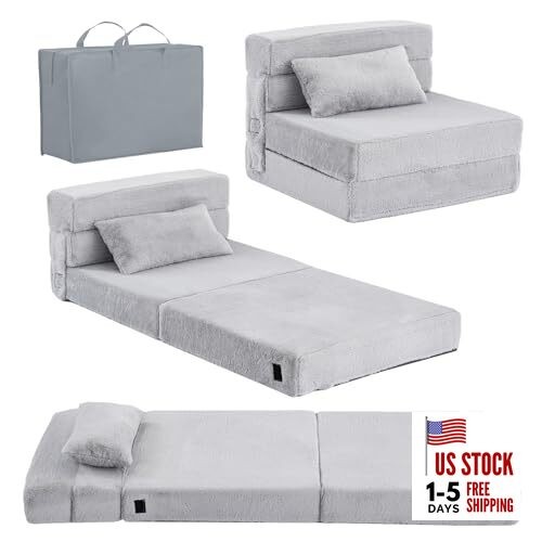 Kids Floor Mattress for Toddler, Child Fold Up Sofa Couch Plush Grey