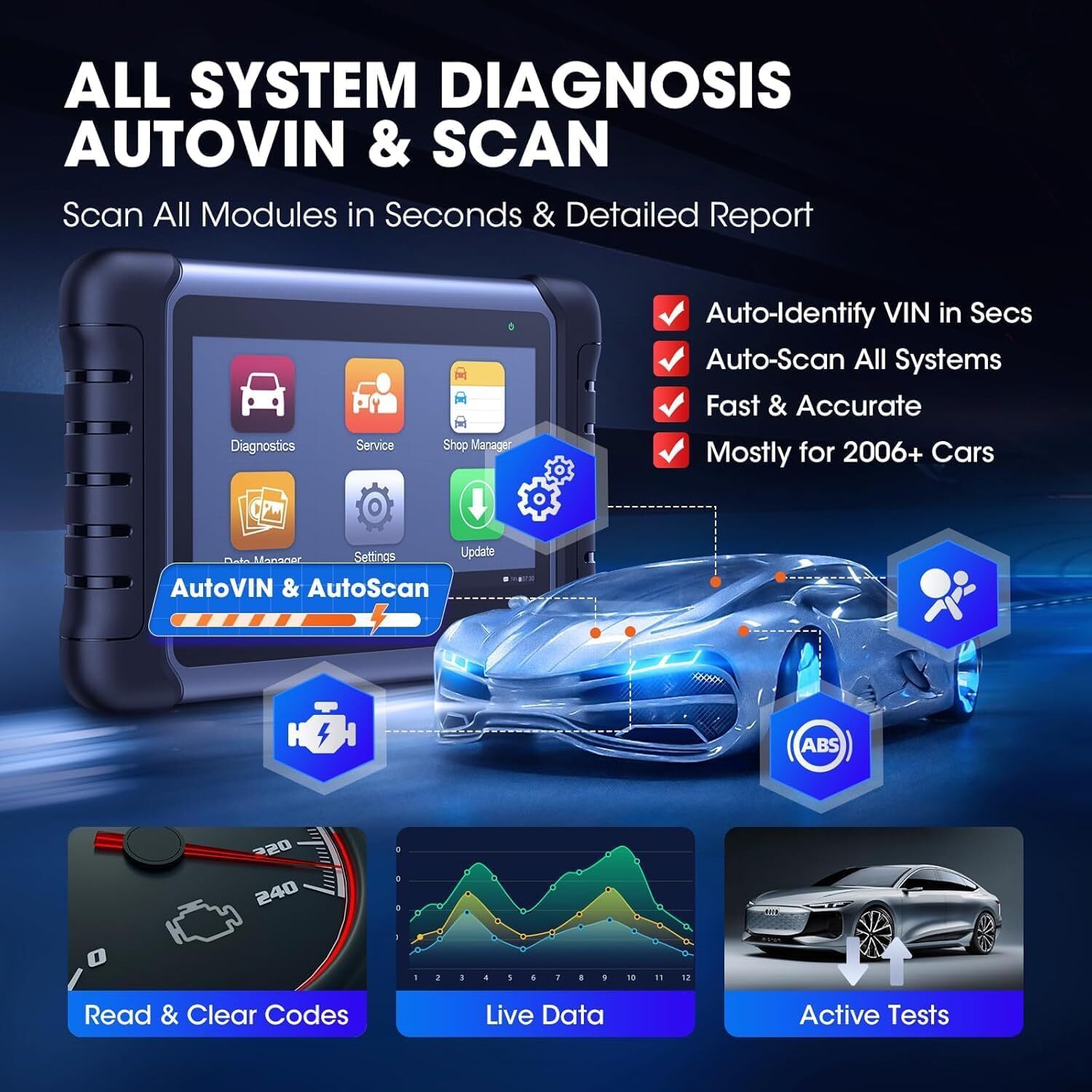 Autel MaxiCOM MK808S Bidirectional Diagnostic Scanner Tool Key Coding Android 11