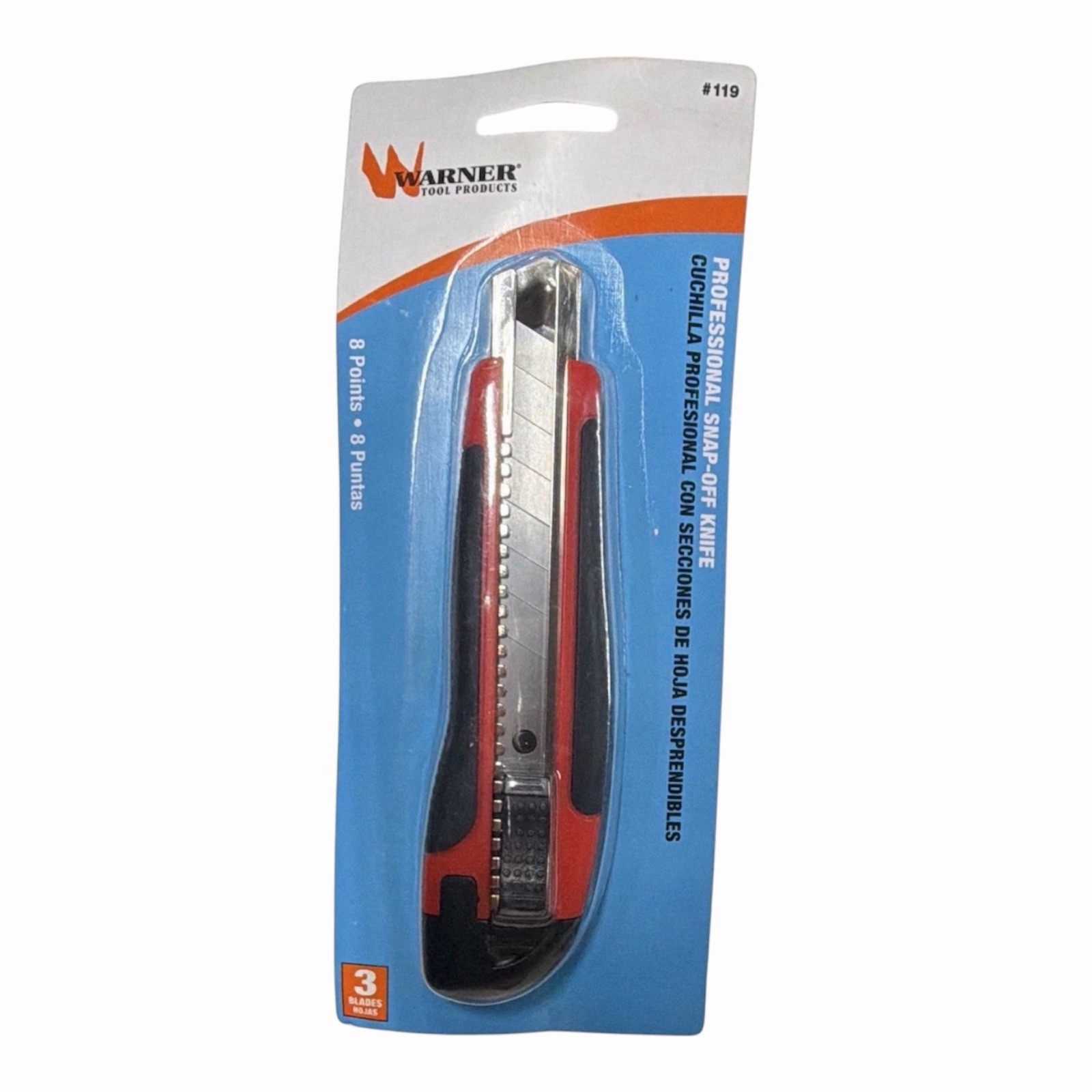 Warner #119 ProGrip 18 mm Snap-Off Utility Knife/Box Cutter, 3 Blades