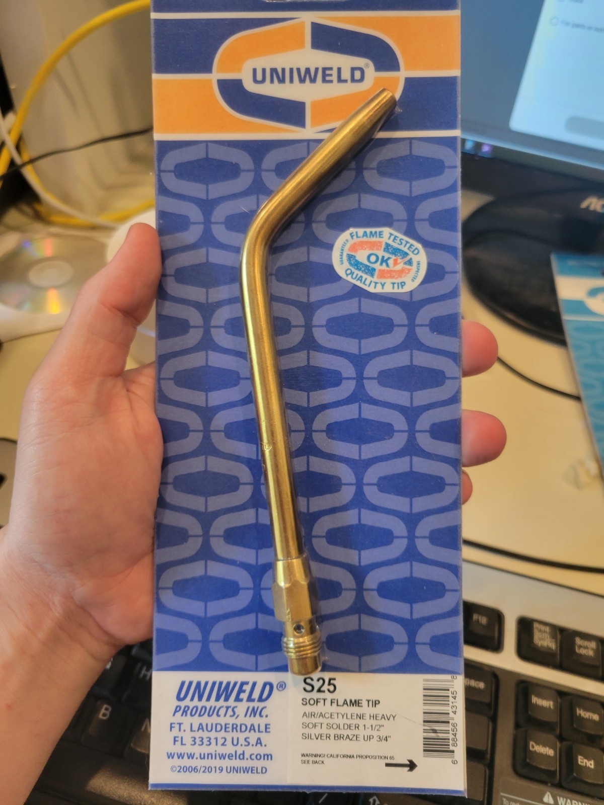 NEW! Uniweld S25 Air Acetylene Screw Connect Soldering Brazing Tip Soft Flame
