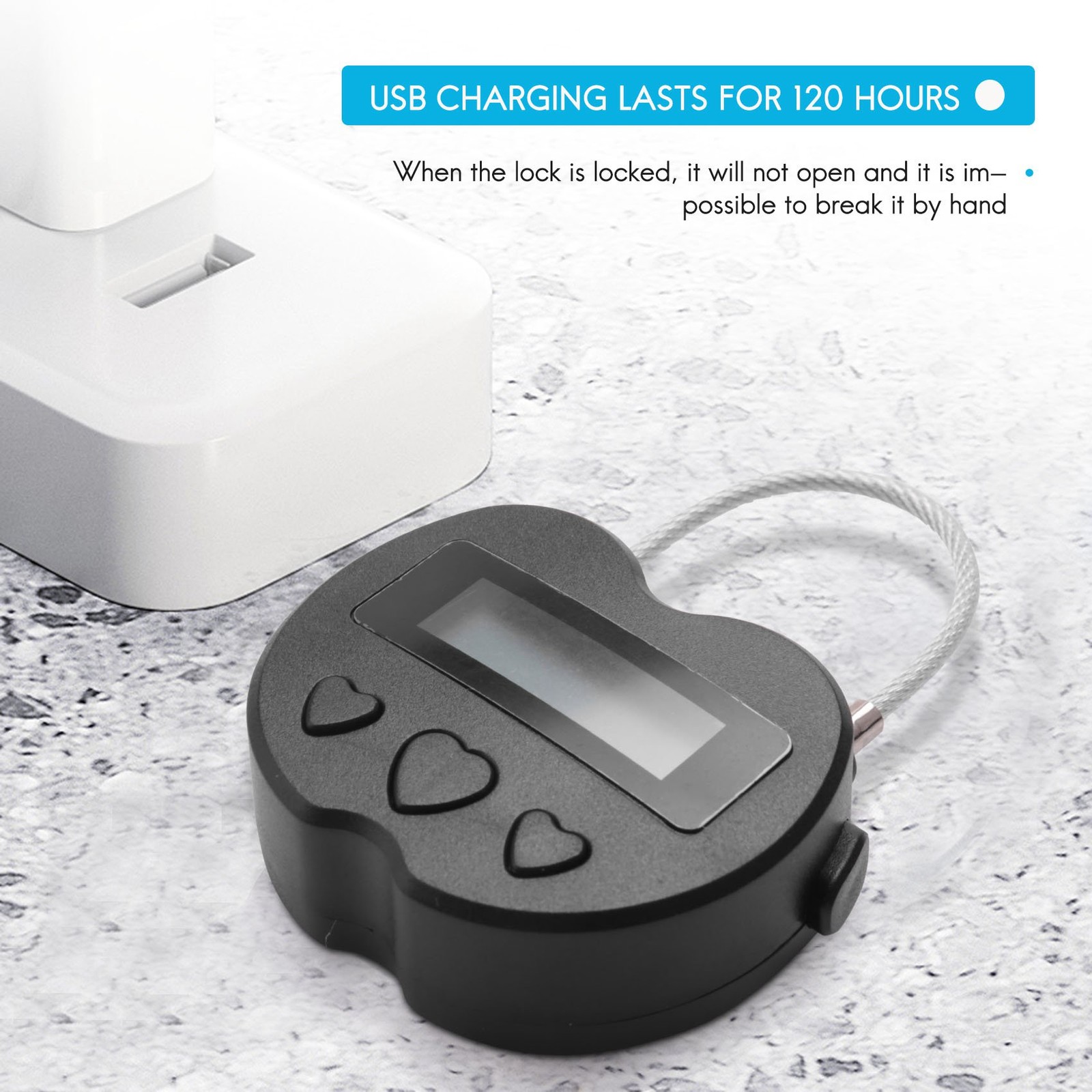 Time Lock LCD Display Time Lock USB Rechargeable Temporary Timer Padlock4162