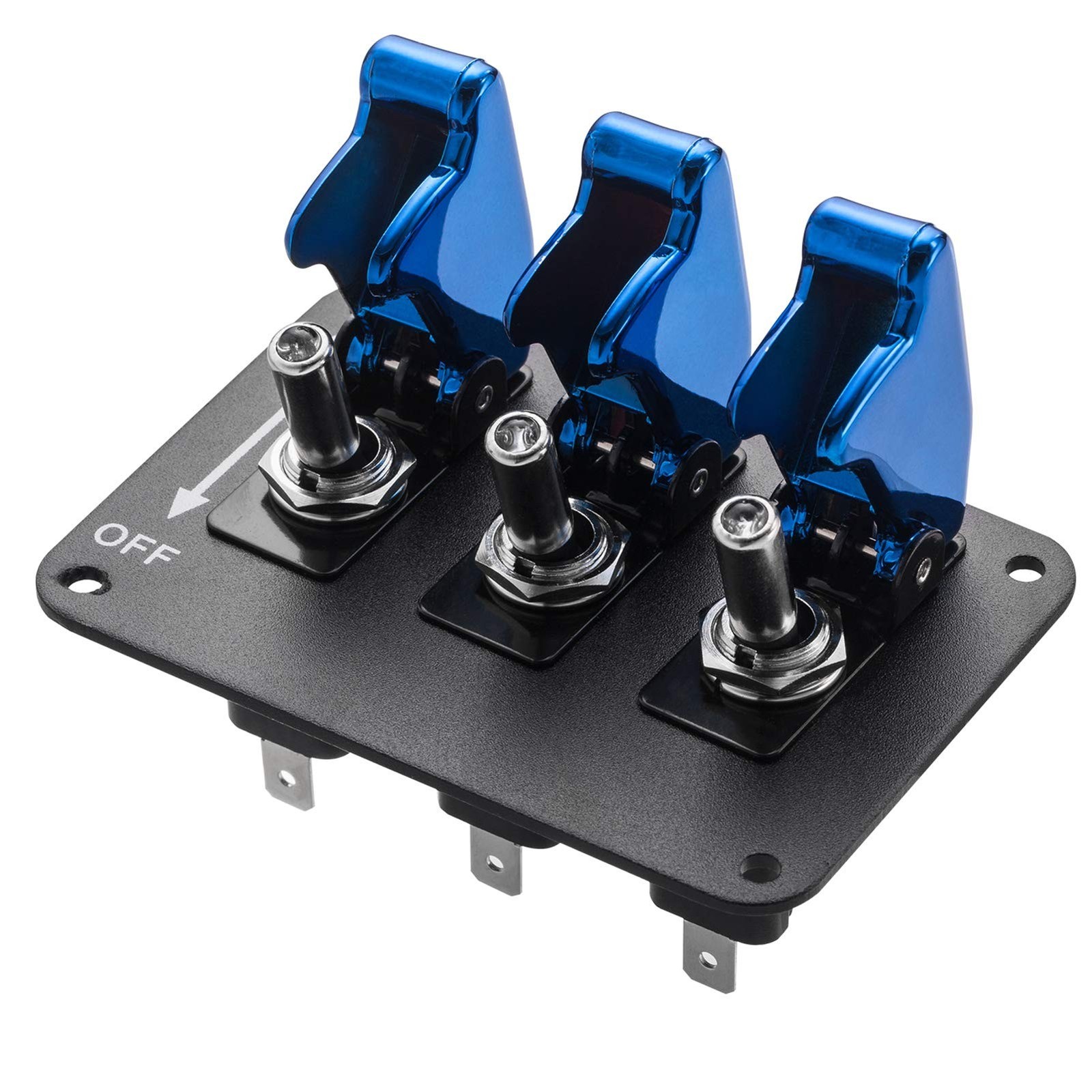 Toggle Switch Panel,Universal Car 12V Ignition Switch 3 Row Blue Plating Cove...