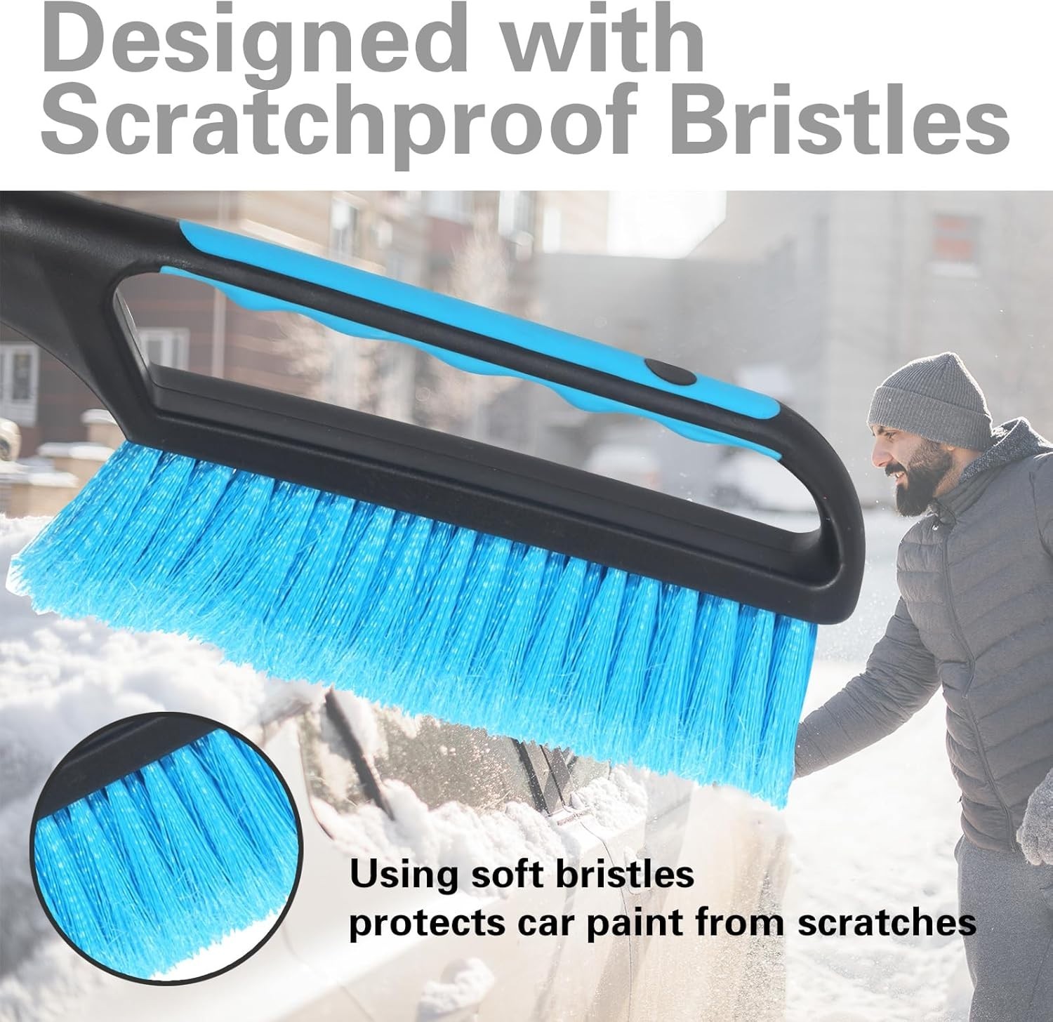 Ergonomic 26.4" Ice Scraper & Snow Brush for Vehicles - Winter Essentials
