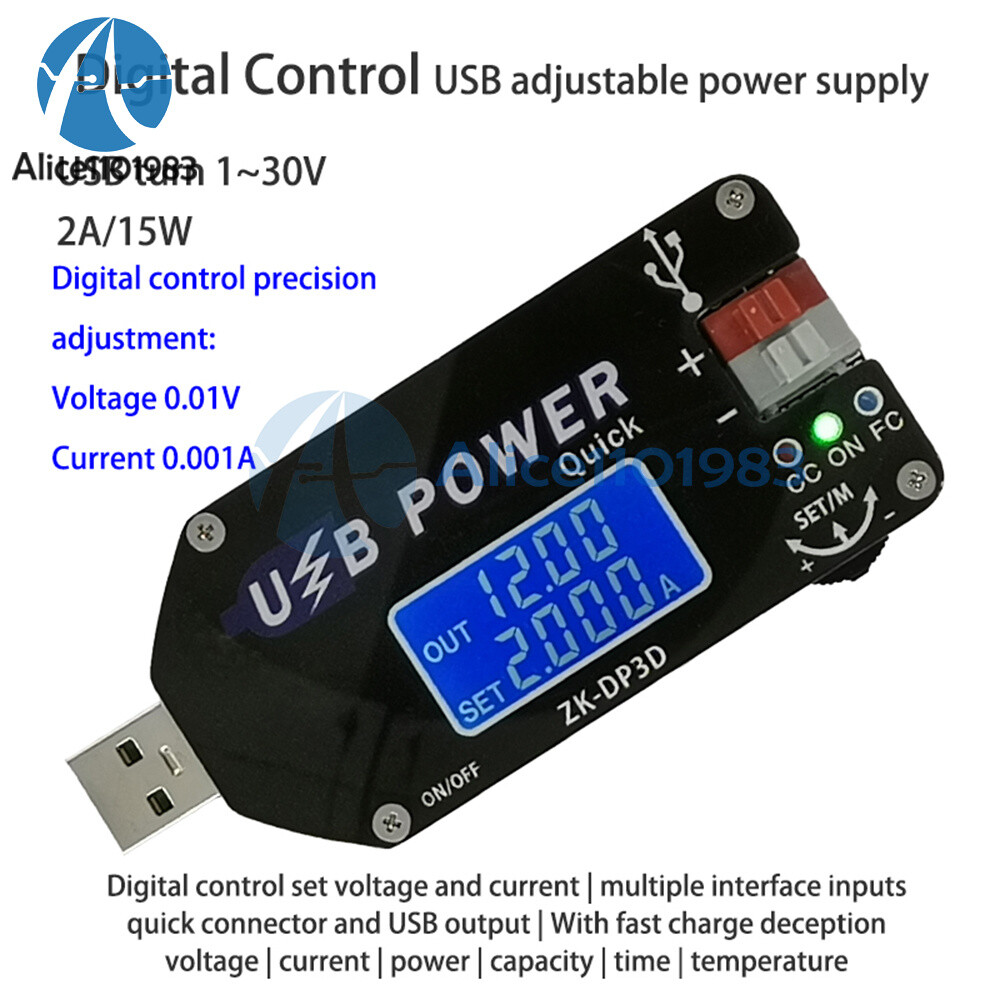 Digital Control USB Adjustable Power Supply Module CC CV Speed Controller 2A 15W