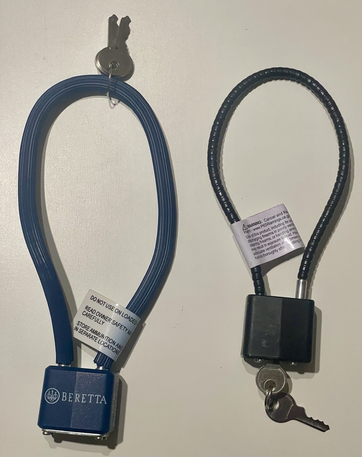 Beretta Gun Cable Lock With Key + Black Gun Cable Lock w/ Key - New Never Used