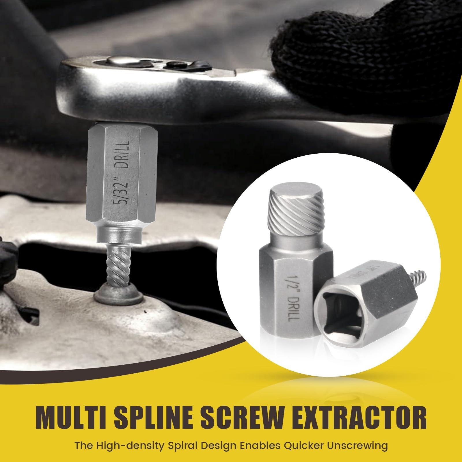 15 PCS Screw Extractor Set - Hex Head Easy Out Tool for Stripped Rusted Bolts &