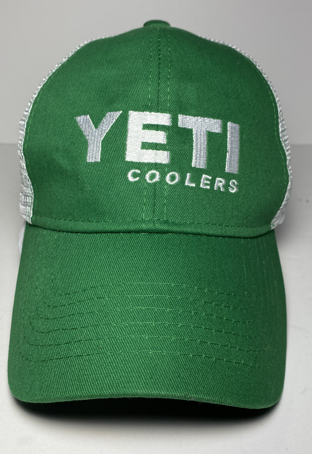 YETI Coolers Logo Trucker Hat Cap Green White Mesh SnapBack