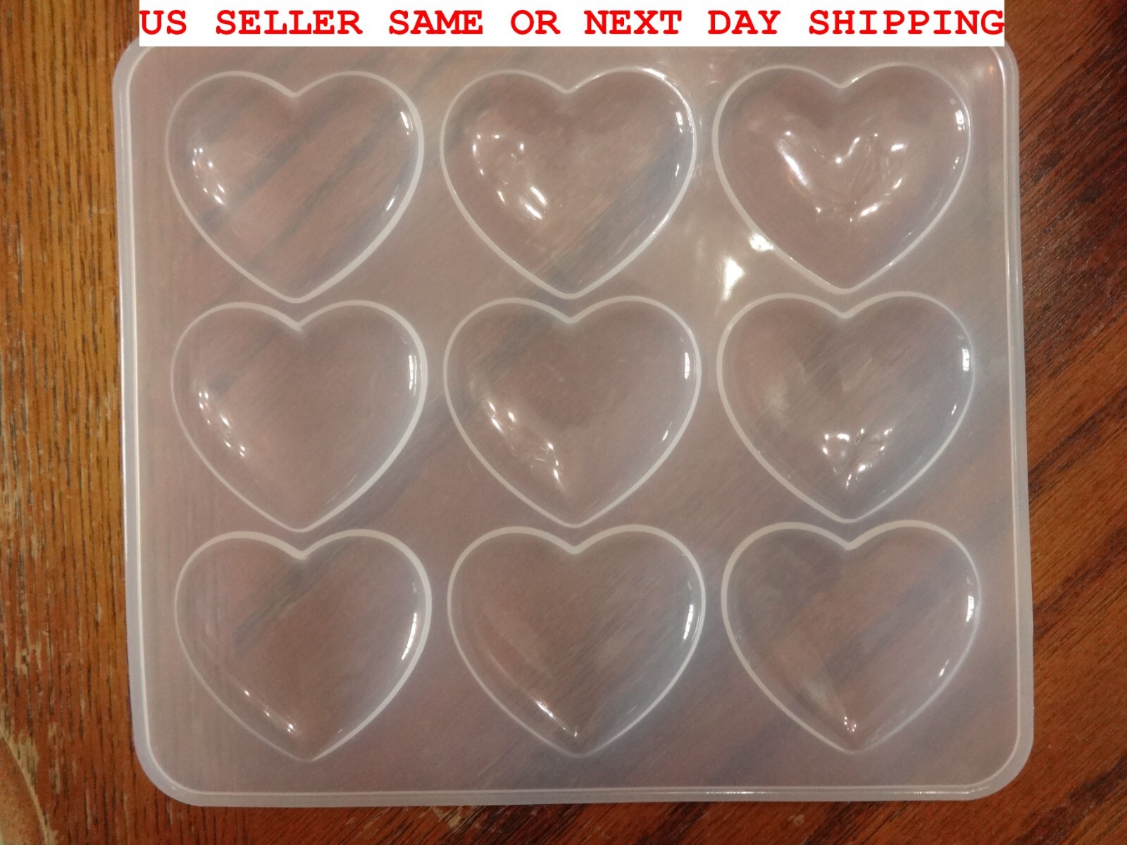 Heart Silicone Mold Resin Chocolate Soap Candle Candy Pendant Puffy 9 Cavity