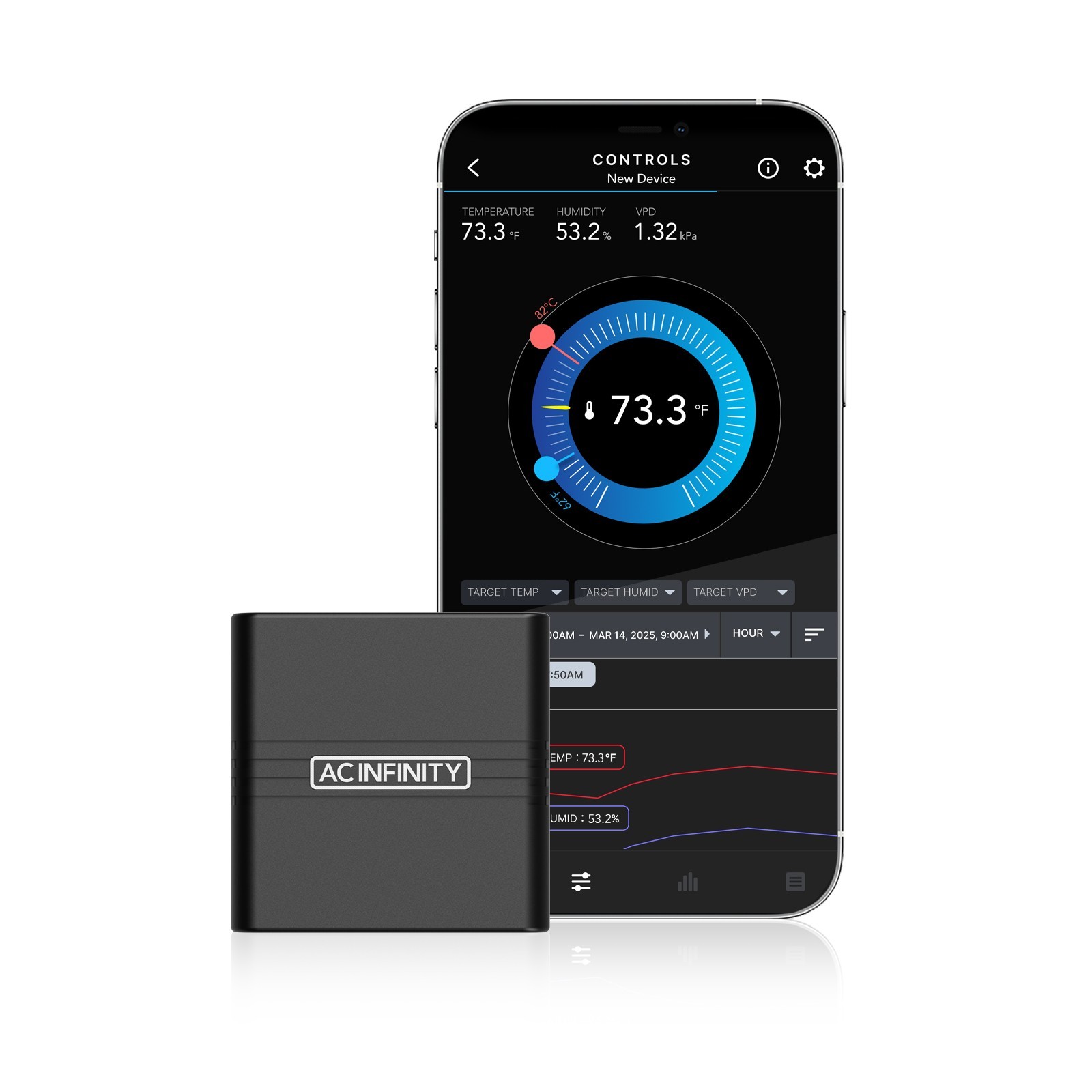 Hygrometer A2 Digital Mini Thermostat with Integrated Sensor Probe Bluetooth App