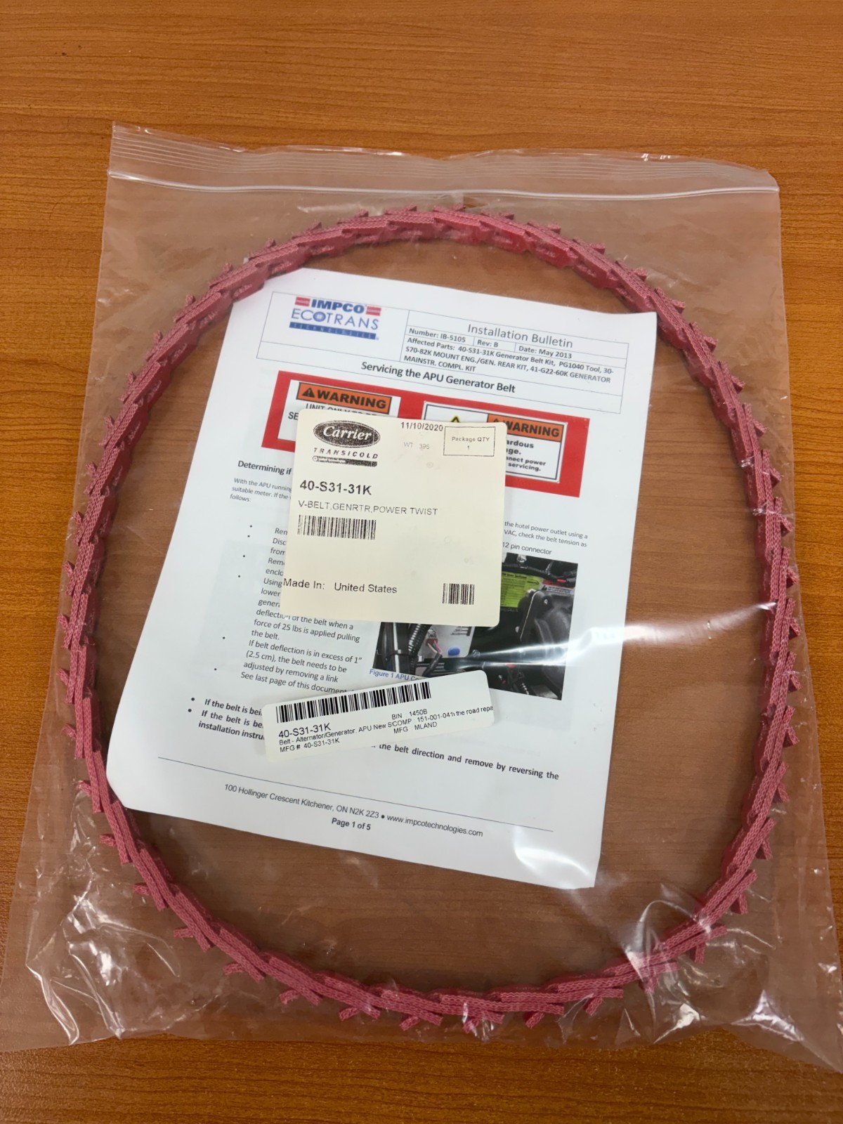 Carrier Belt - Alternator/Generator, APU New Style Power Twist RD 40-S31-31K