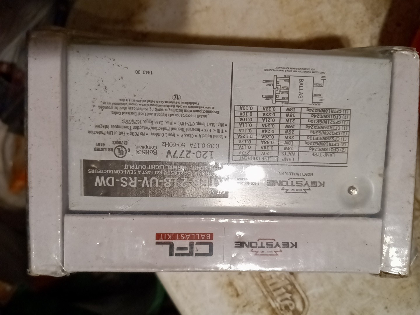 18-Watt 1 or 2-Lamp CFL Rapid Start Electronic Fluorescent Replacement Ballast