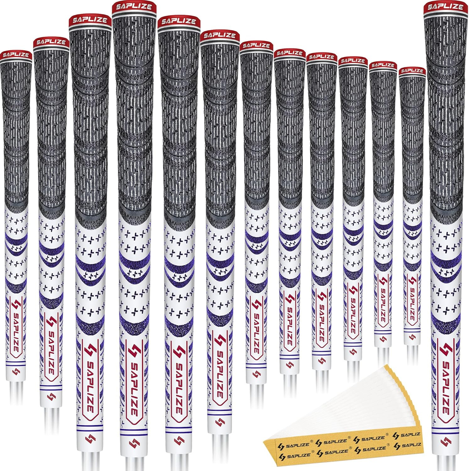 Cross Cord Golf Grips Set of 13 - Anti-Slip, Multi-Compound, Low Taper