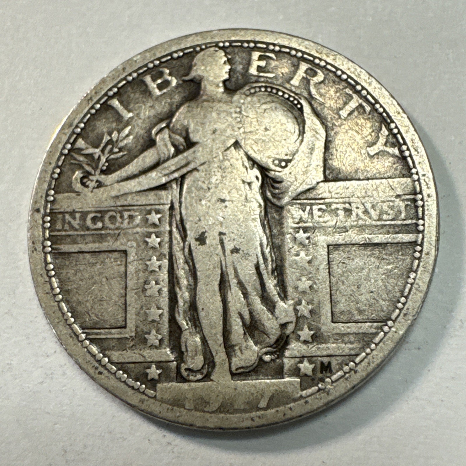 1917 Type 1 Standing Liberty Quarter VG