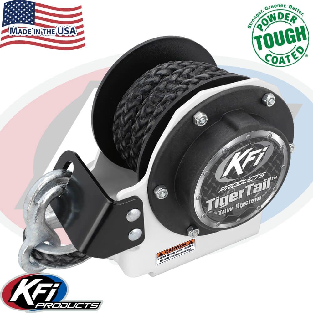 KFI Tiger Tail Tow Rope Retractable Mechanism White 101120-WH