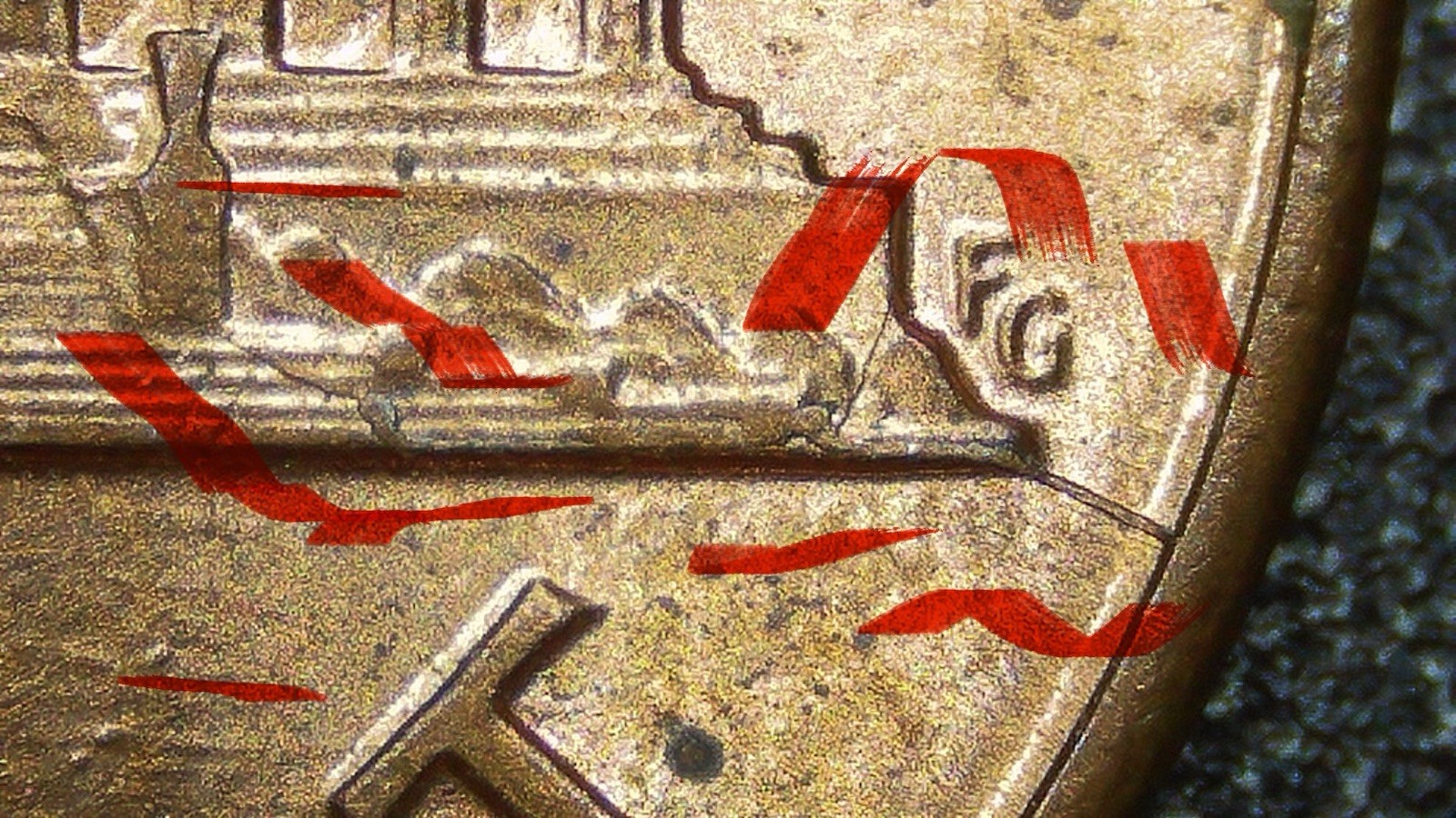 1988 P Lincoln Cent . Double Cracked Die On Reverse.2.5 Gm Copper/zinc