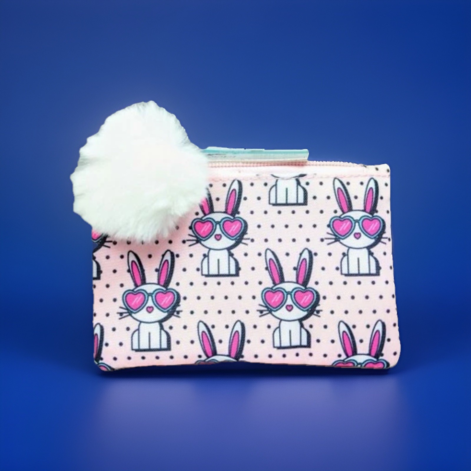 Yoobi Bunny Coin Purse Coin Pouch Bag Mini Bag Cute Fur Ball Heart Sunglasses