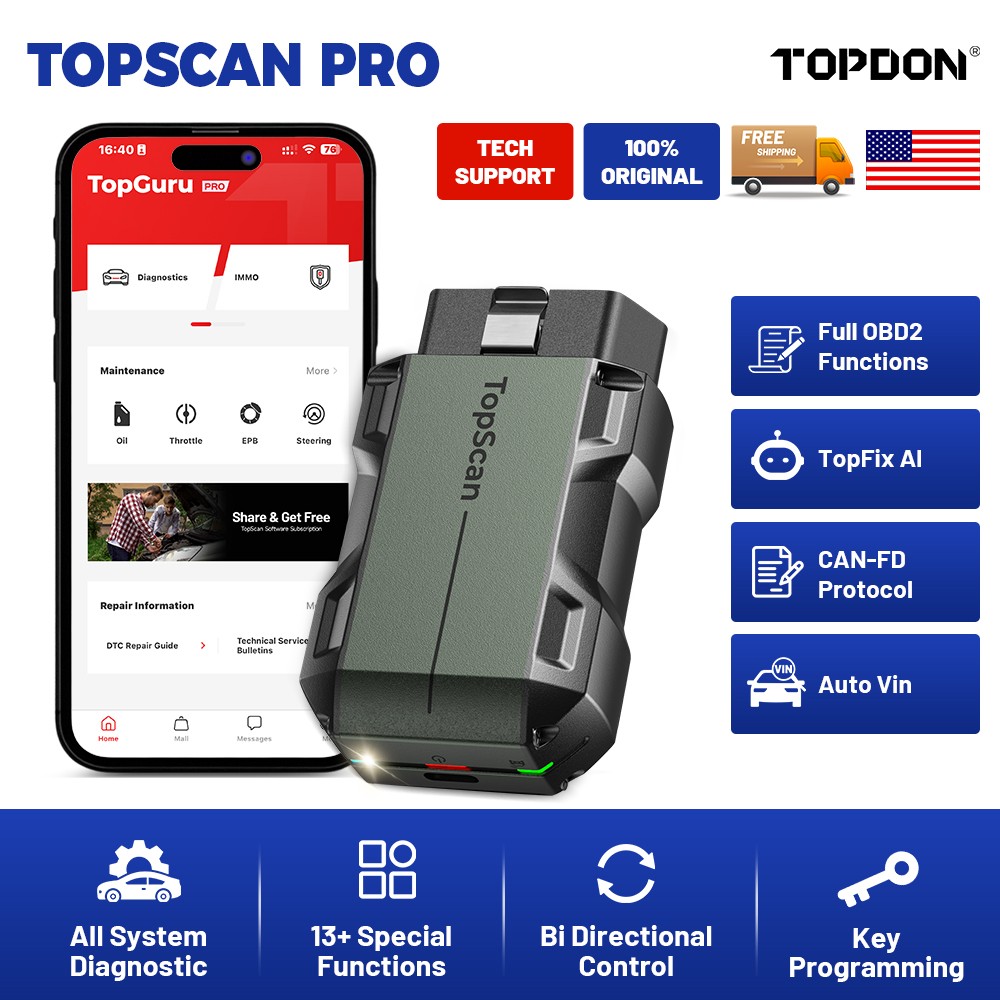 TOPDON Topscan PRO Bidirectional Bluetooth OBD2 Scanner IMMO Key Programmer Auto