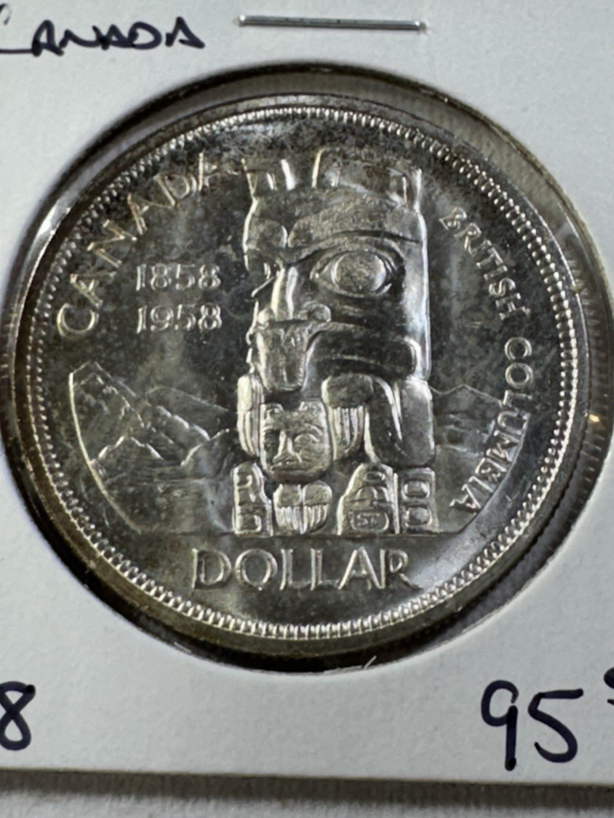 1958 Canada 1 Dollar Large Silver Coin British Columbia Commemorative