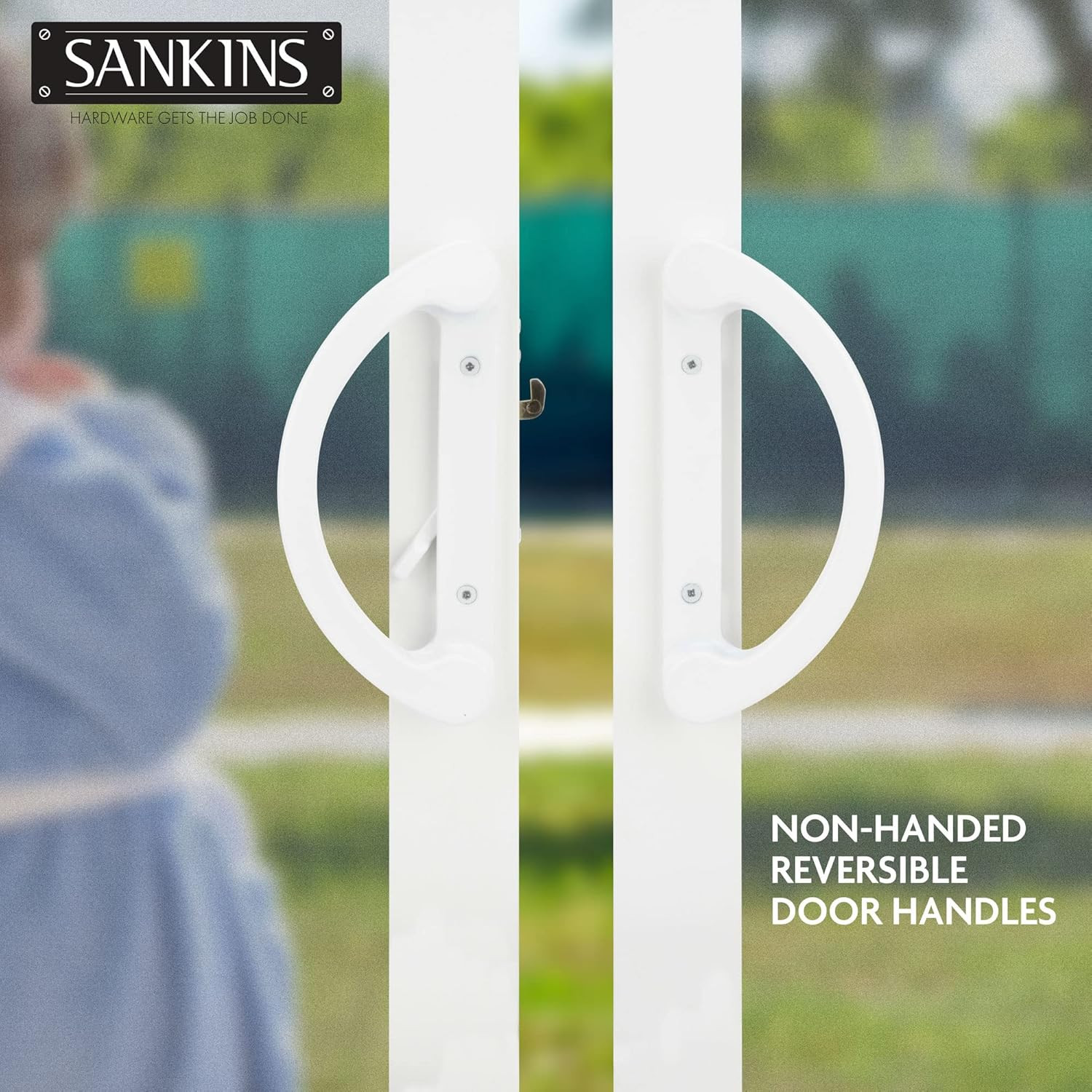 Sliding Patio Door Handle Pull Set with Mortise Lock, Full Replacement White Die
