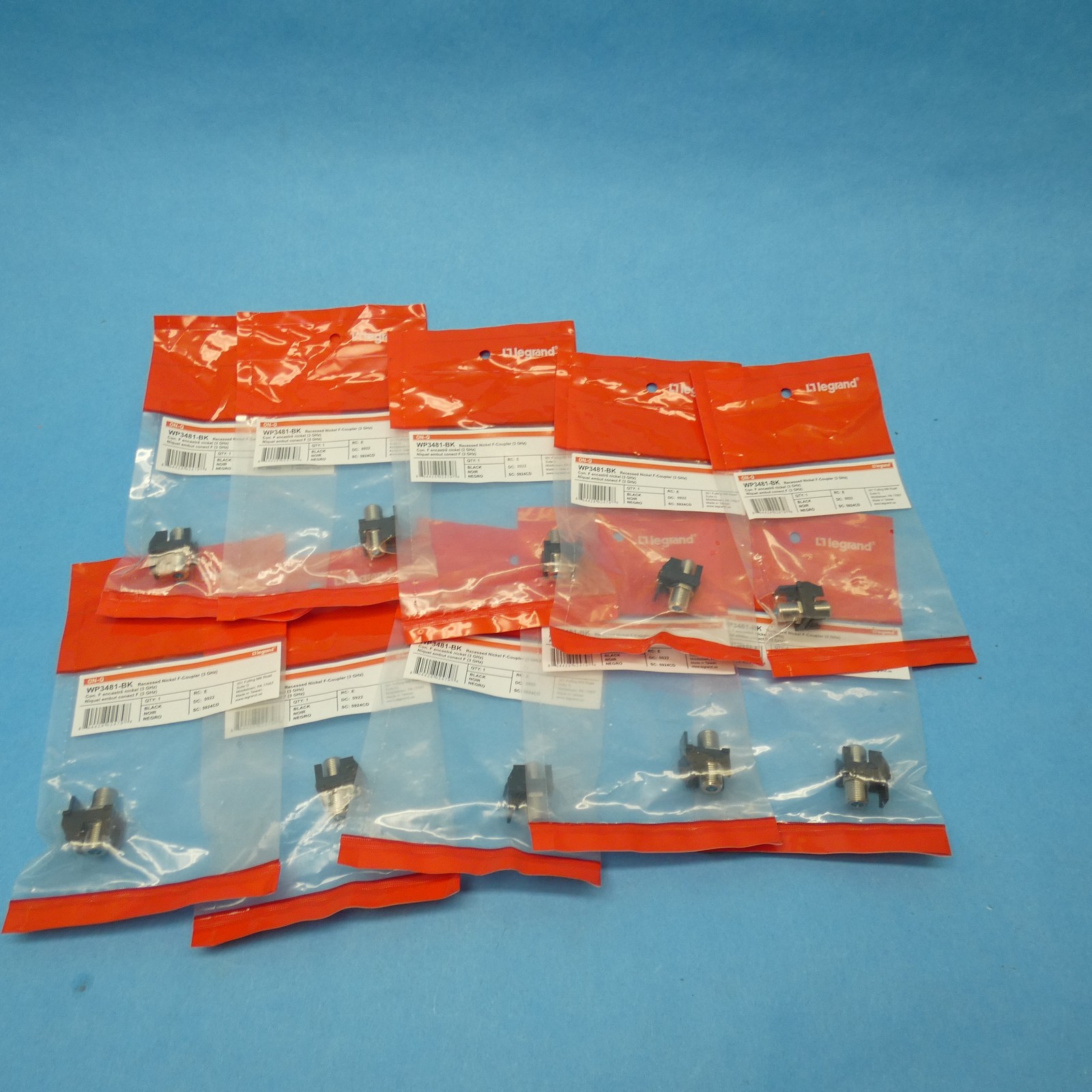 Legrand WP3481-BK Qty 10 Recessed Nicklel F-Type Coax Keystone Connector Black