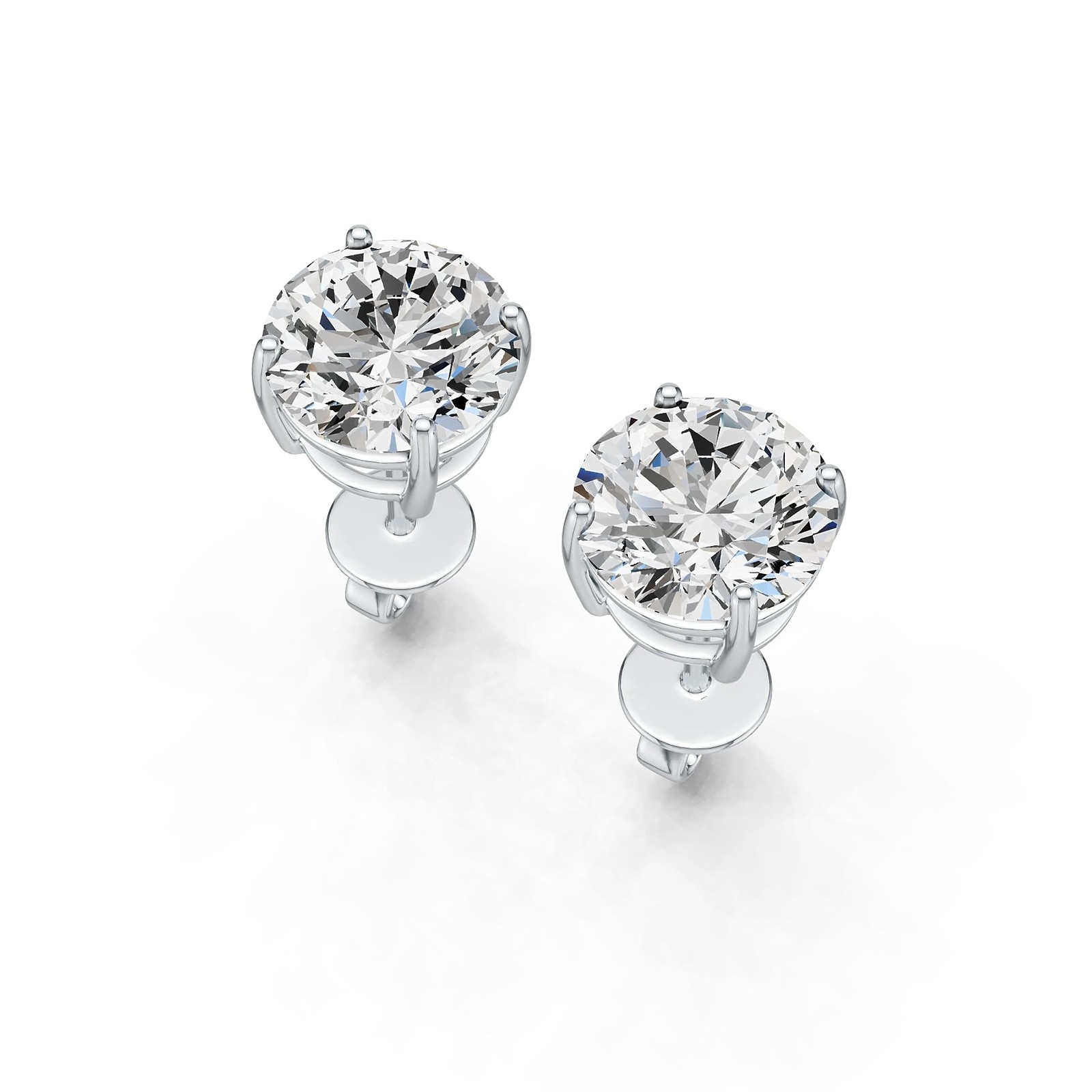 Sterling Silver Semi Mount Earrings Setting Round RD 7.5mm Stud