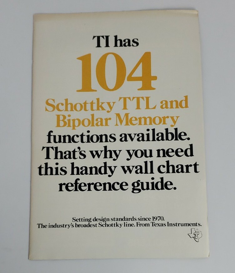 Texas Instruments Schottky TTL & Bipolar Memory Advertisement Vintage 1980's
