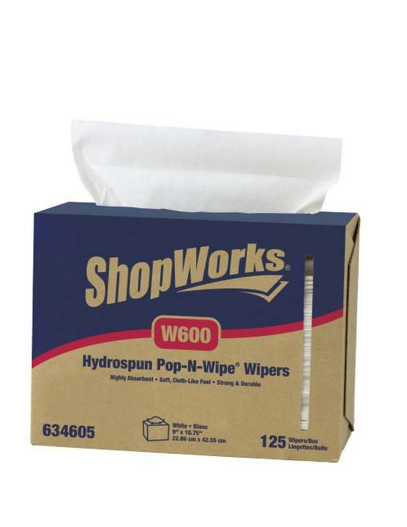 Shopworks® W600 Medium Duty White Wipers 125 Sheet Pop-N-Wipe® - 1 Box