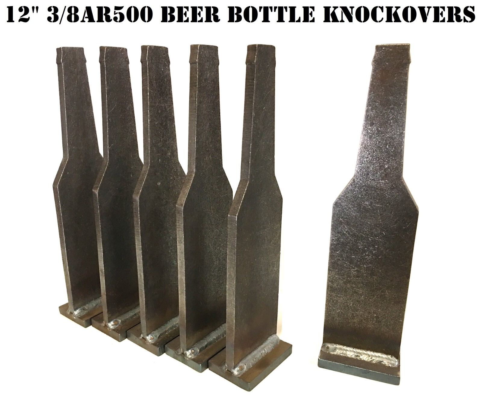 12in Tall 3/8" AR500 Beer Bottle Knockover Cowboy Action Steel Shooting Targets